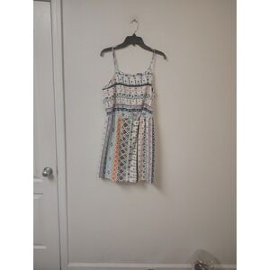 Womens Multi Color Geometric Tribal Print Cutout Back Mini Dress XL